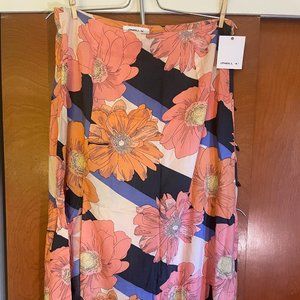 O'Neill Trish Floral Stripe Mixed-Media Skirt